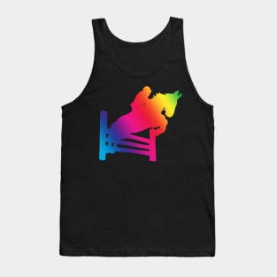 Rainbow jumping horse silhouette Tank Top
